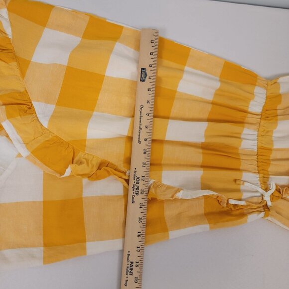 Old Navy Wrap Dress Yellow White Check Buffalo‎ Plaid Summer Large 10/12 NEW - Picture 11 of 11